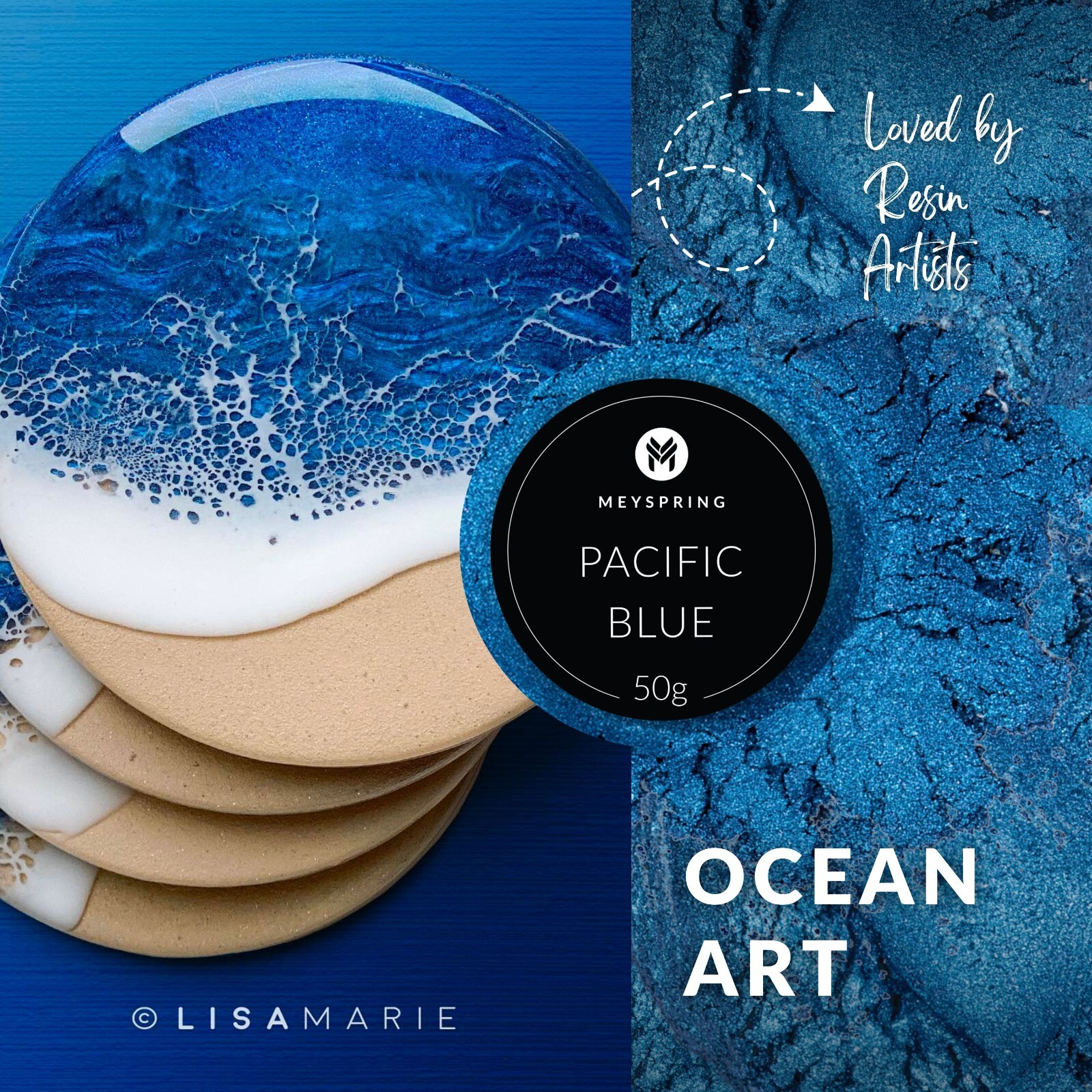 MEYSPRING Pacific Blue Mica Powder for Epoxy - Two Tone Resin Color Pigment