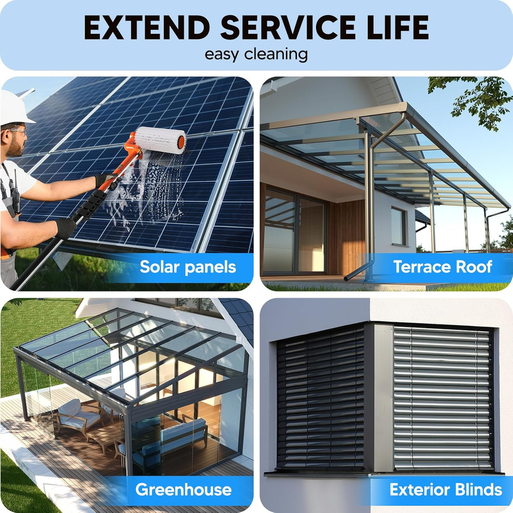 Electric Solar Panel Cleaning Brush and Pole, 20FT Telescopic Cleaning Roller Br