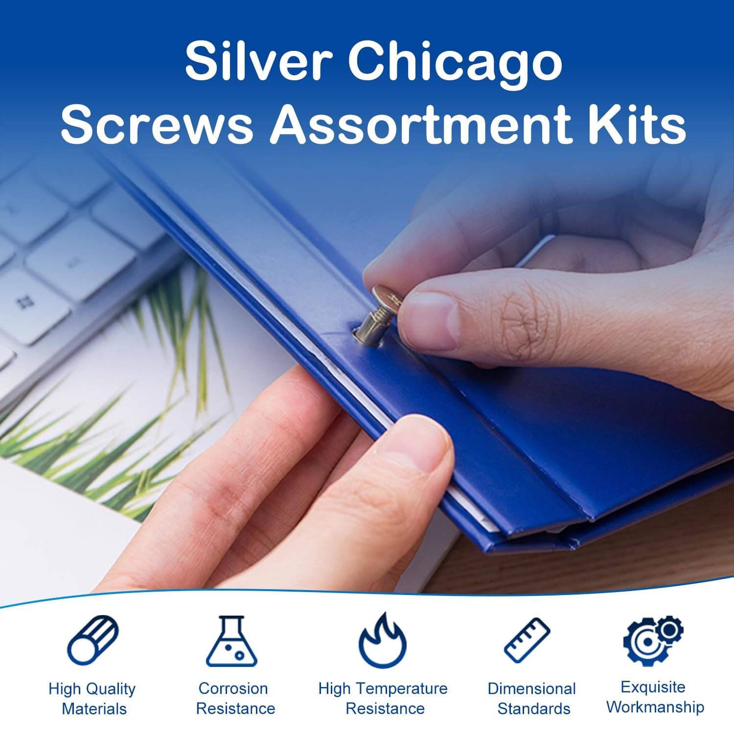 130Sets Chicago Screws Kit Silver Binding Screw Rivets for Leather Crafts