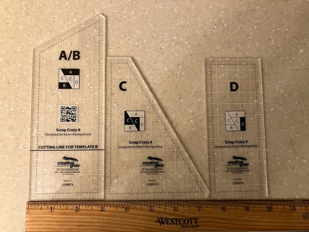 Creative Grids Scrap Crazy 8 Templates Quilt Ruler - CGRMT4