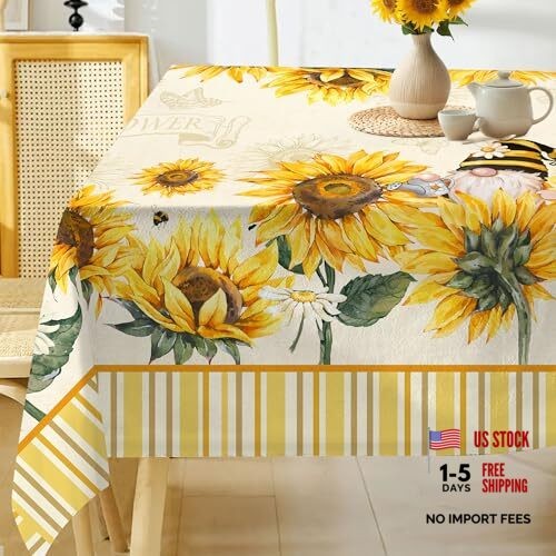 Spring Tablecloth 60x84 Inch Rectangle 60" x 84" (Rectangular) Sunflower