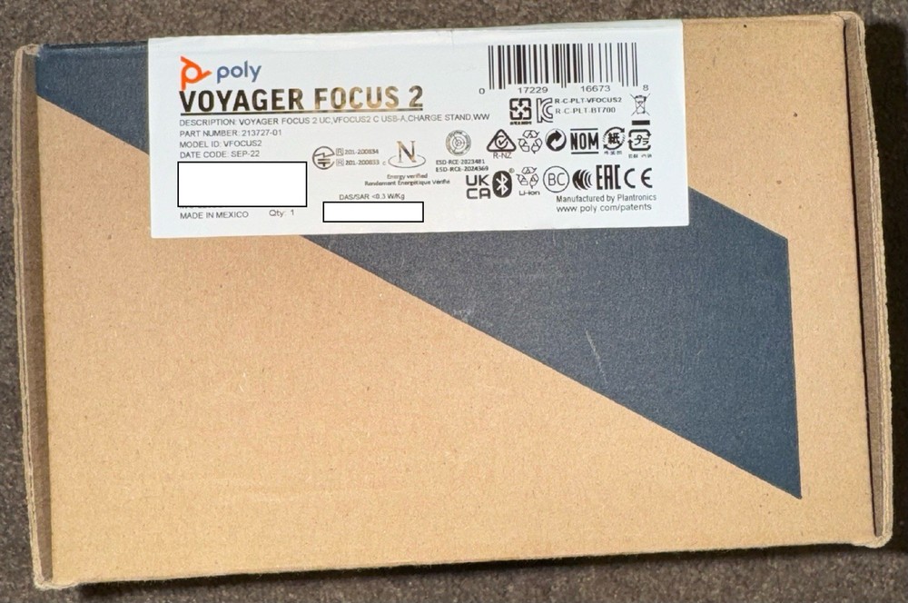 *EMPTY BOX ONLY* Poly Voyager Focus 2 UC Wireless Headset Microsoft Teams