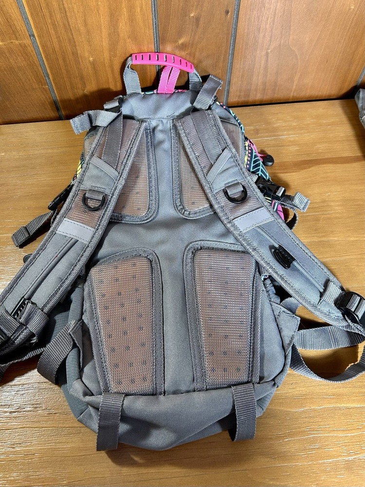 Coleman Hydration Backpack Multi Pocket Adjustable Straps Aqua And Gray