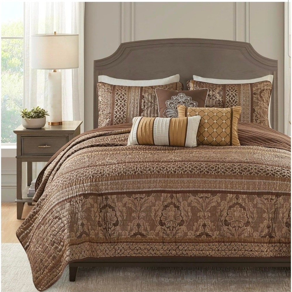 Double/Queen Bedspread Bedding Set Comforter & Sheets, shams Quilt Damask Design