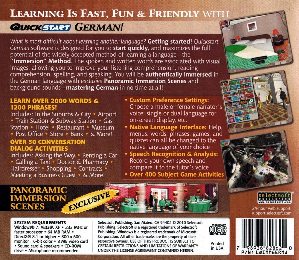 Quickstart Immersion German Language Tutorial PC Software Sealed New