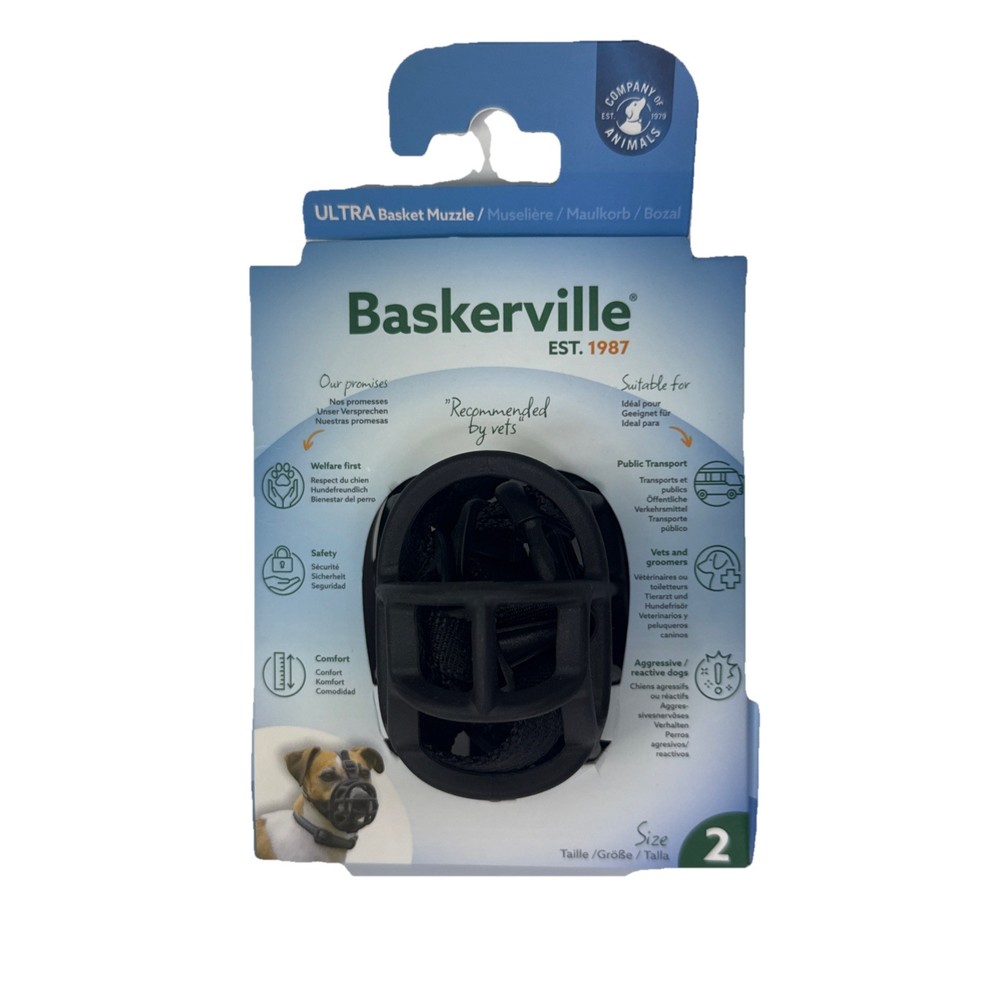 Baskerville Small Black Ultra Basket Dog Muzzle Black Size 2