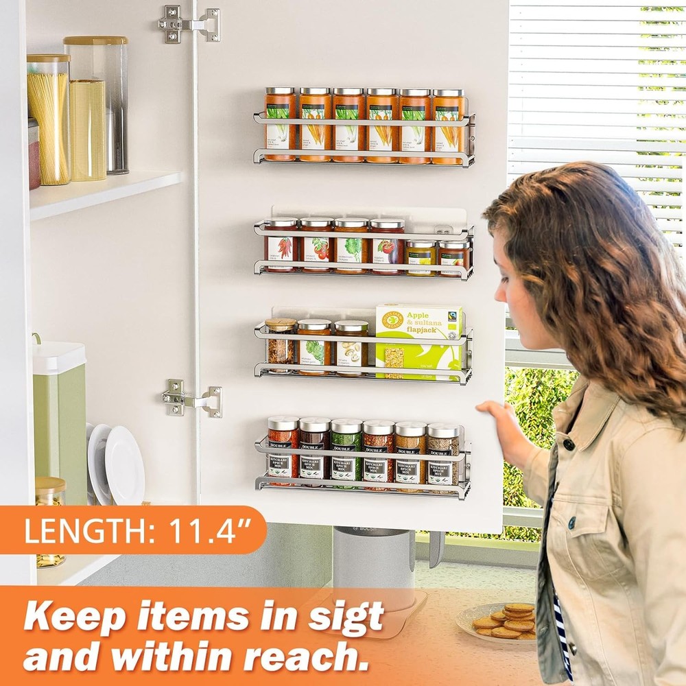 Spice Rack wall mounted 2 Pack, Space-Saving Spice Organizer for Spice Jars and