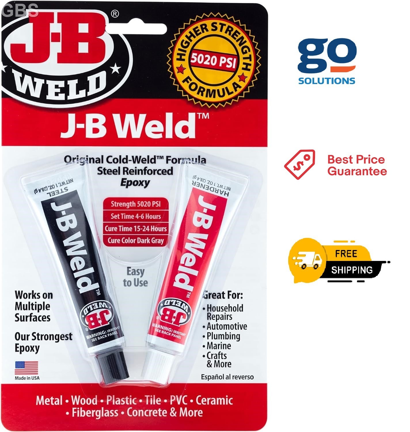 Strongest Metal Steel Aluminum Bond Adhesive Cold Weld Reinforced Epoxy Glue 2Oz