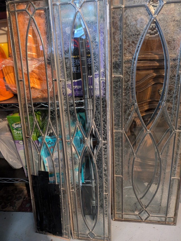vintage stained glass window pair