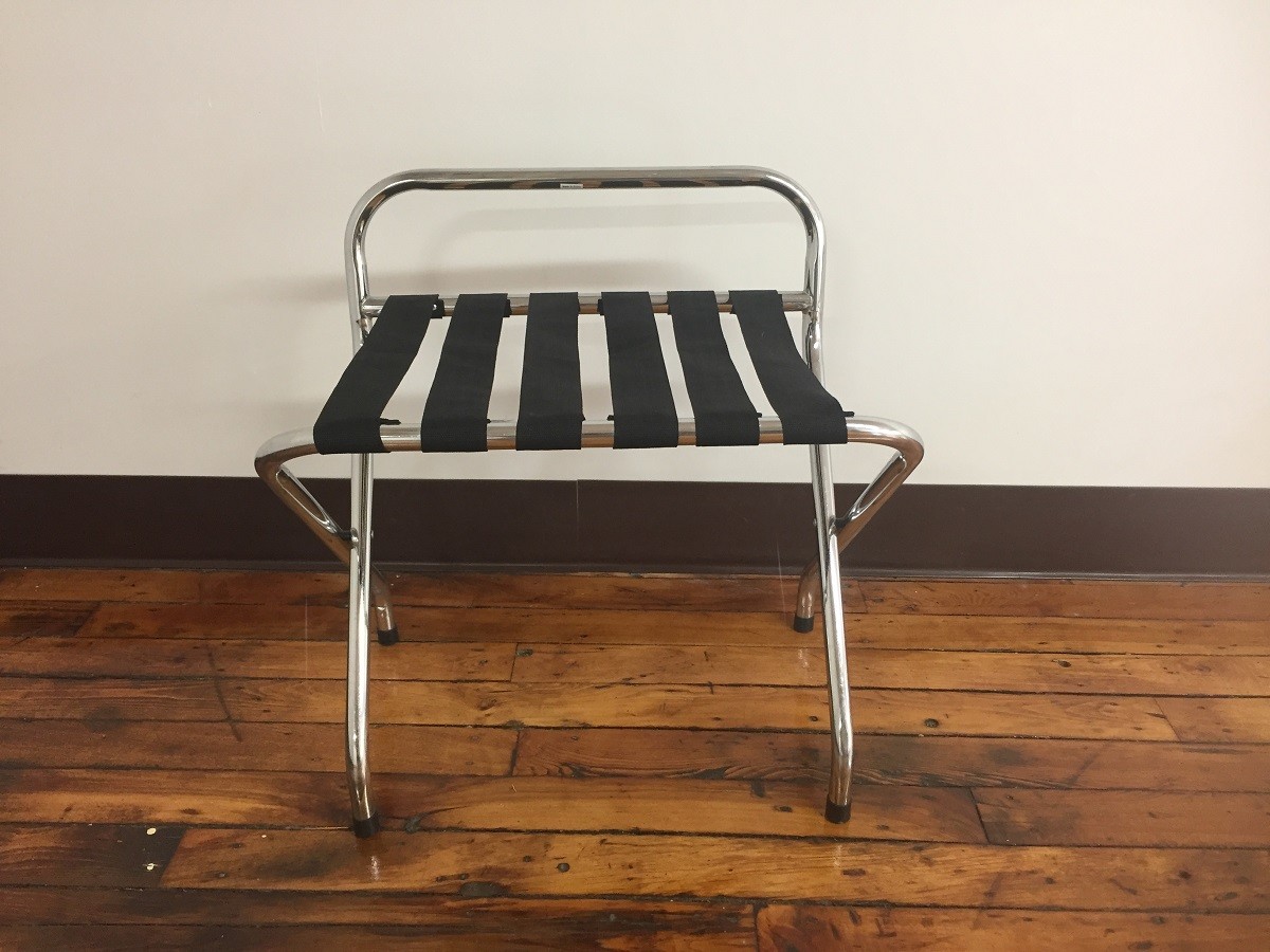 Hotel Luggage Racks Chrome with backs - Pack of (4) Folding - Ex Olympic Village