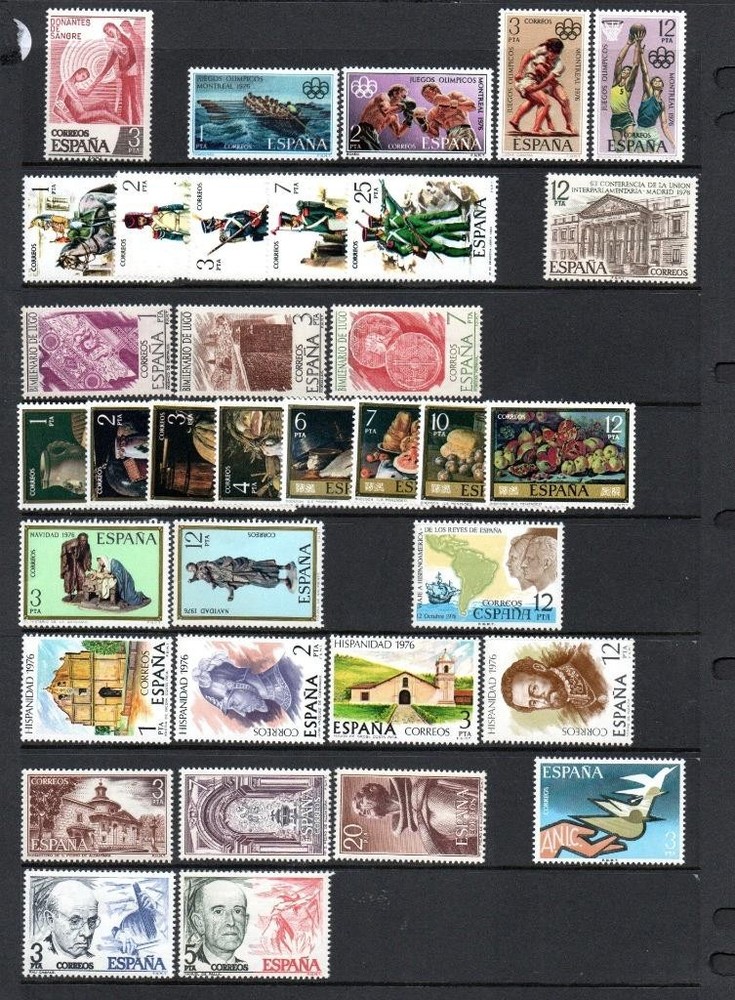 SPAIN MNH 1976 COMPLETE YEAR SETS (2 SCANS)