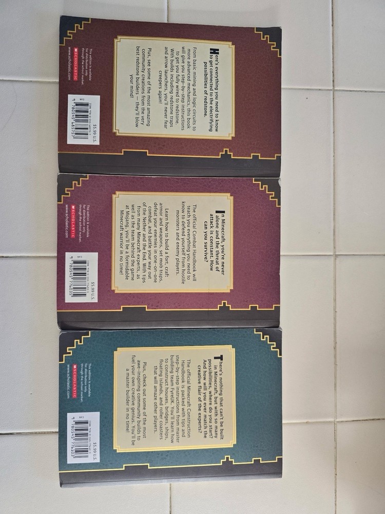 Scholastic Minecraft Strategy Guides Set: Redstone, Combat & Essential Handbooks