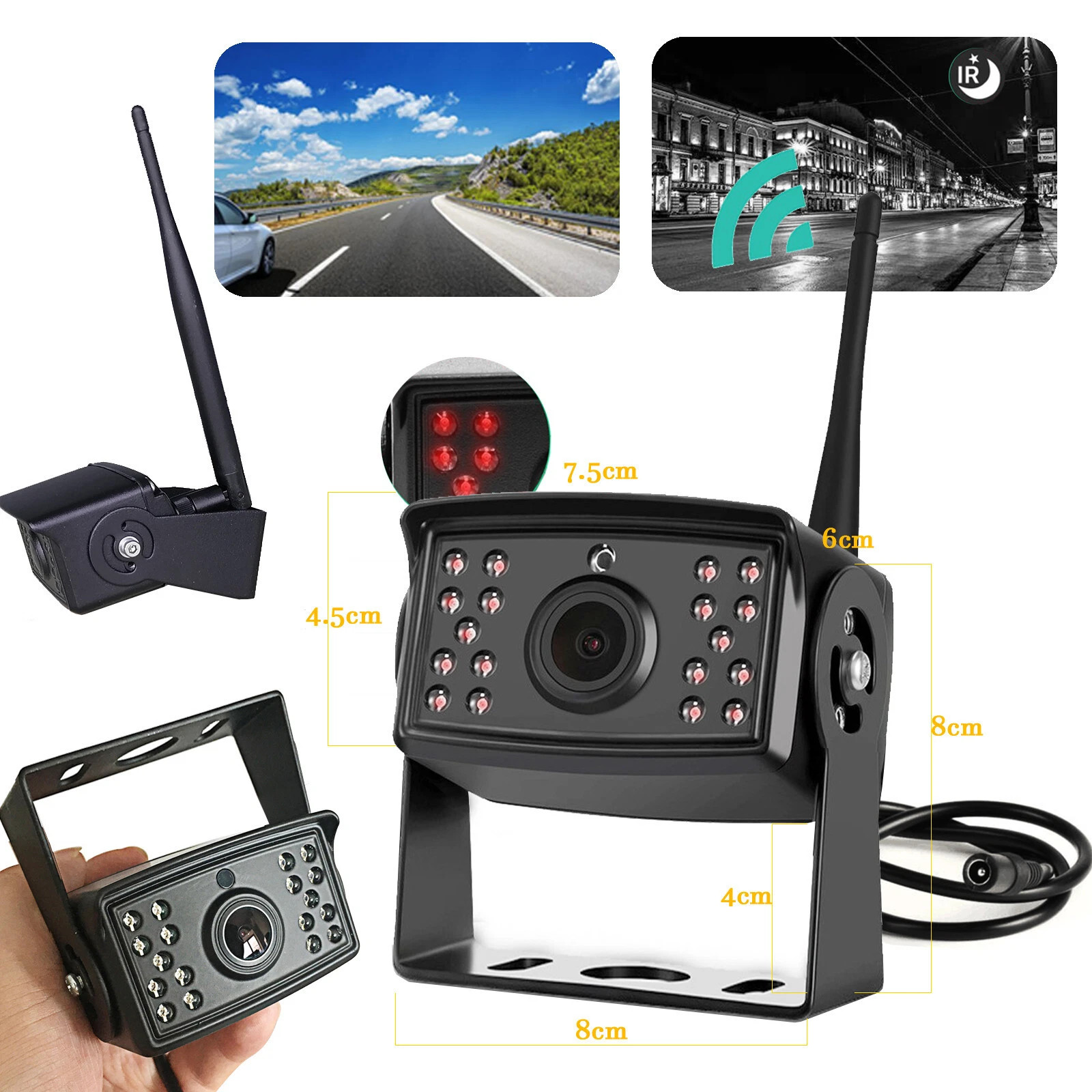 Wireless RV 4x 1080P Rear Side View Camera + 7" Monitor DVR Kit Truck Trailer