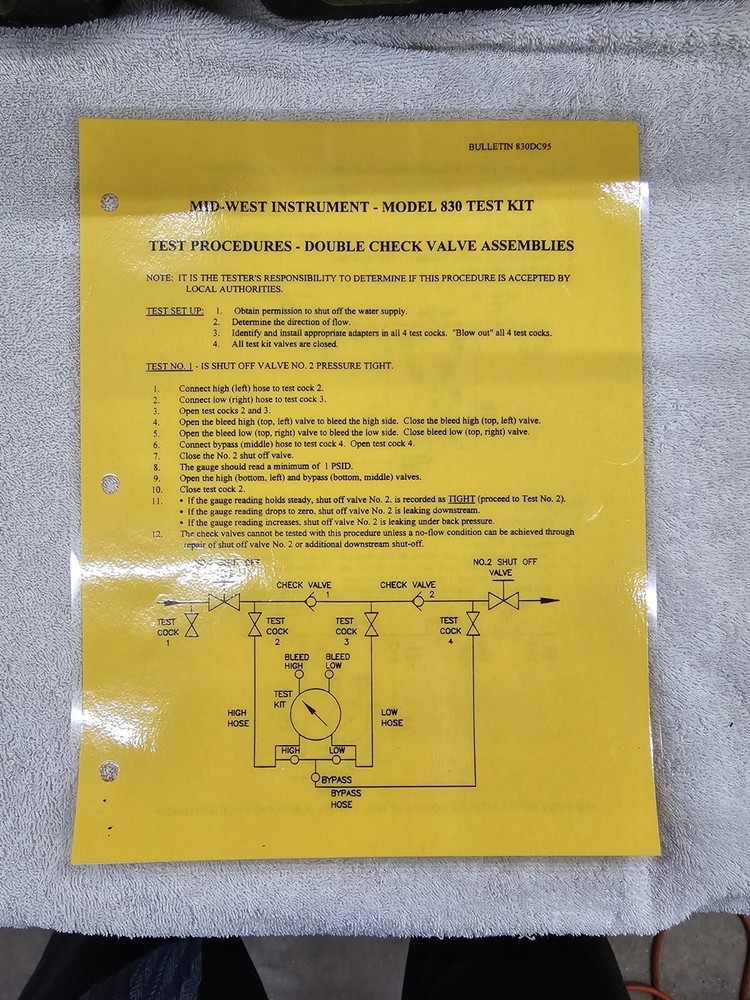 Mid-West Backflow Preventer Test Kit Model 830