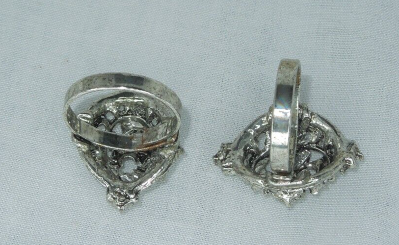 2 Ring Blanks Settings Cabochon Adjustable silver Plated Brass NEW 88V