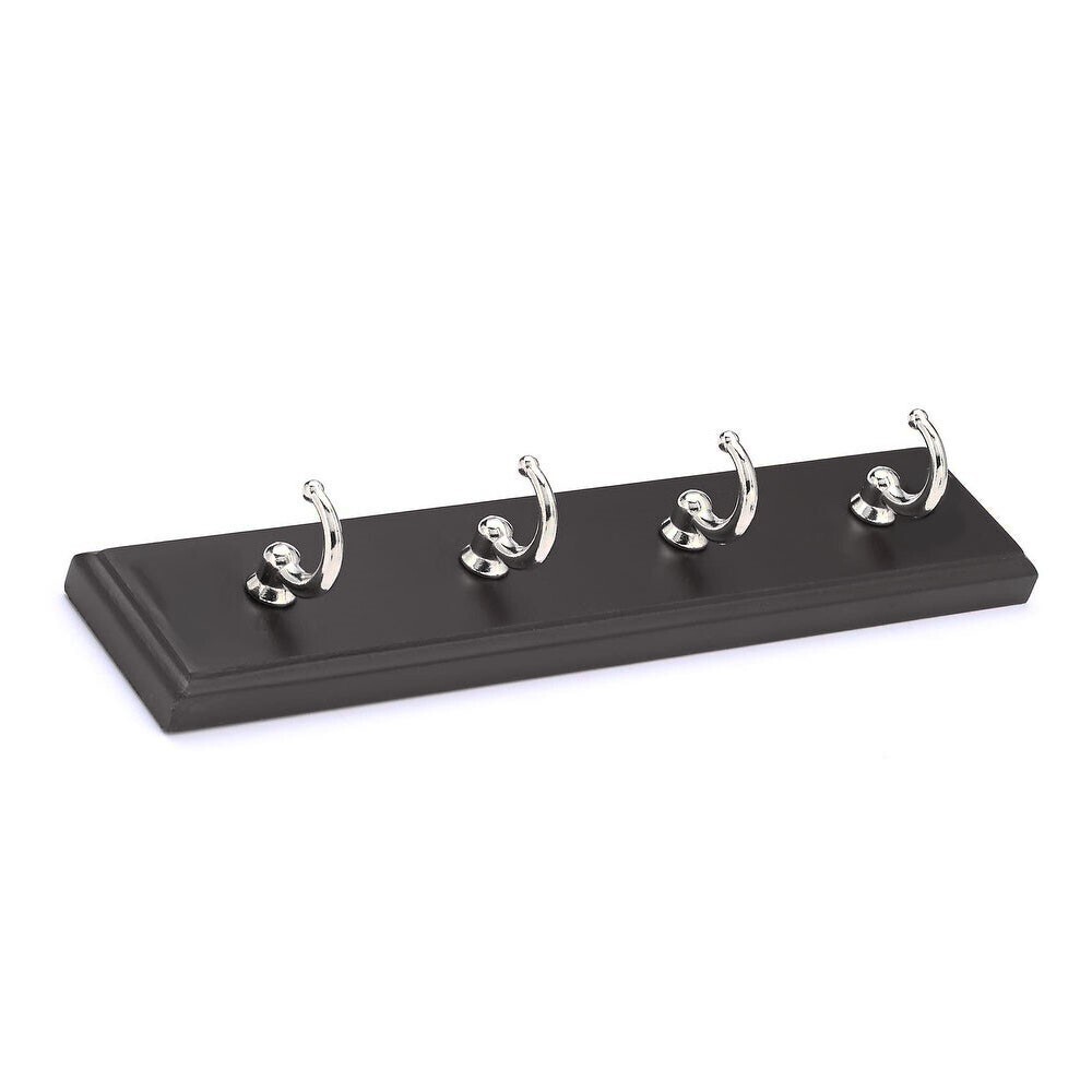 4 Hook Key Rack With Chrome Hooks Elegant & Sturdy Hardware Included