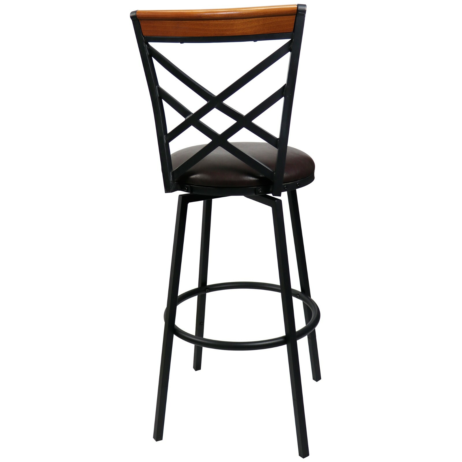 eHemco Swivel Metal Barstool with Double X Back Faux Leather Seat (Collectible)