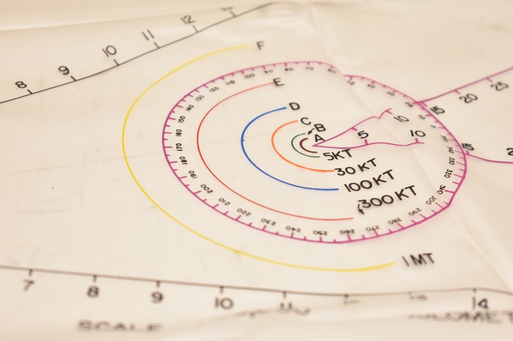 Radiological Fallout Area Predictor Military Map Chart ABC-MKA2