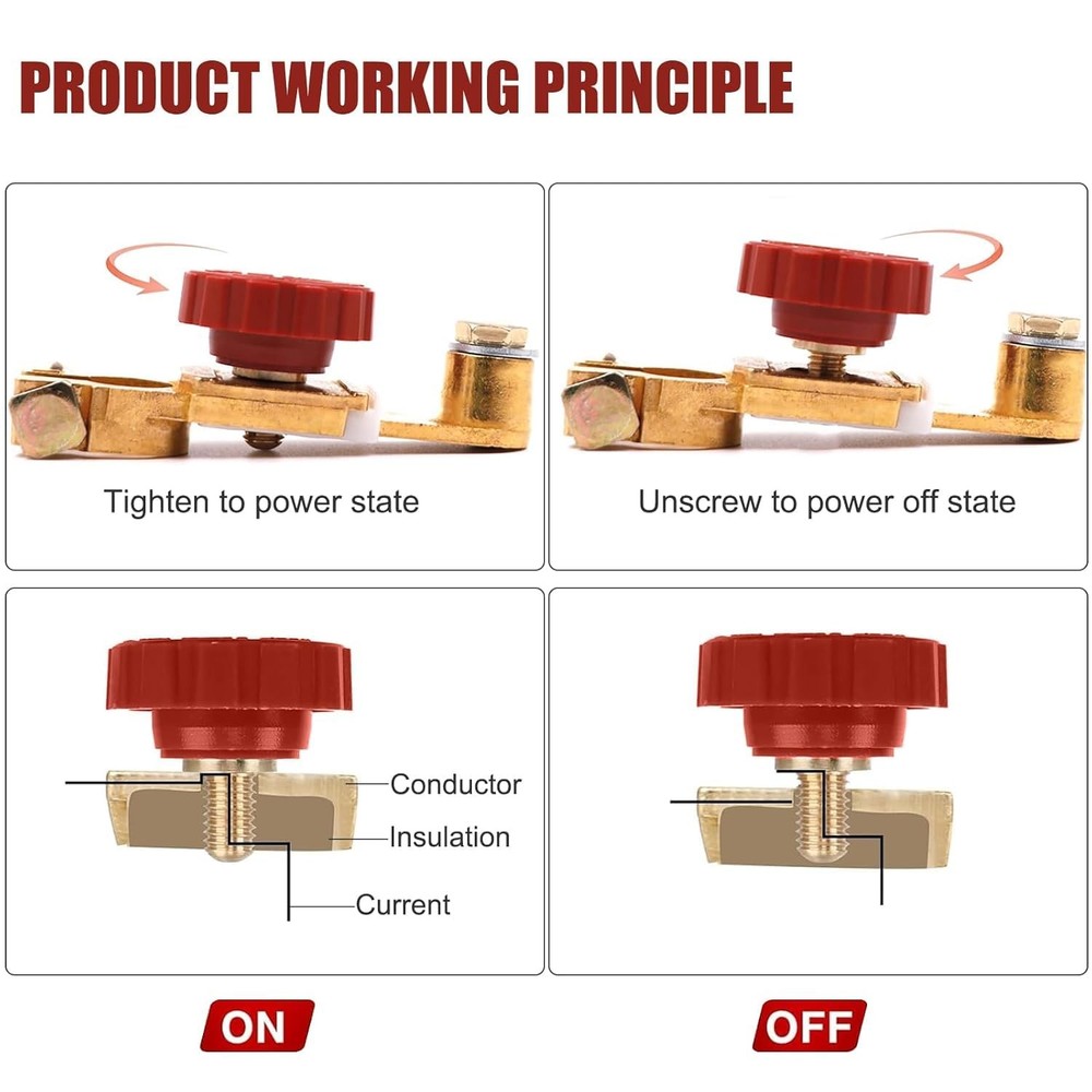 Top Post Battery Disconnect Switch - Quick Cut Off Red