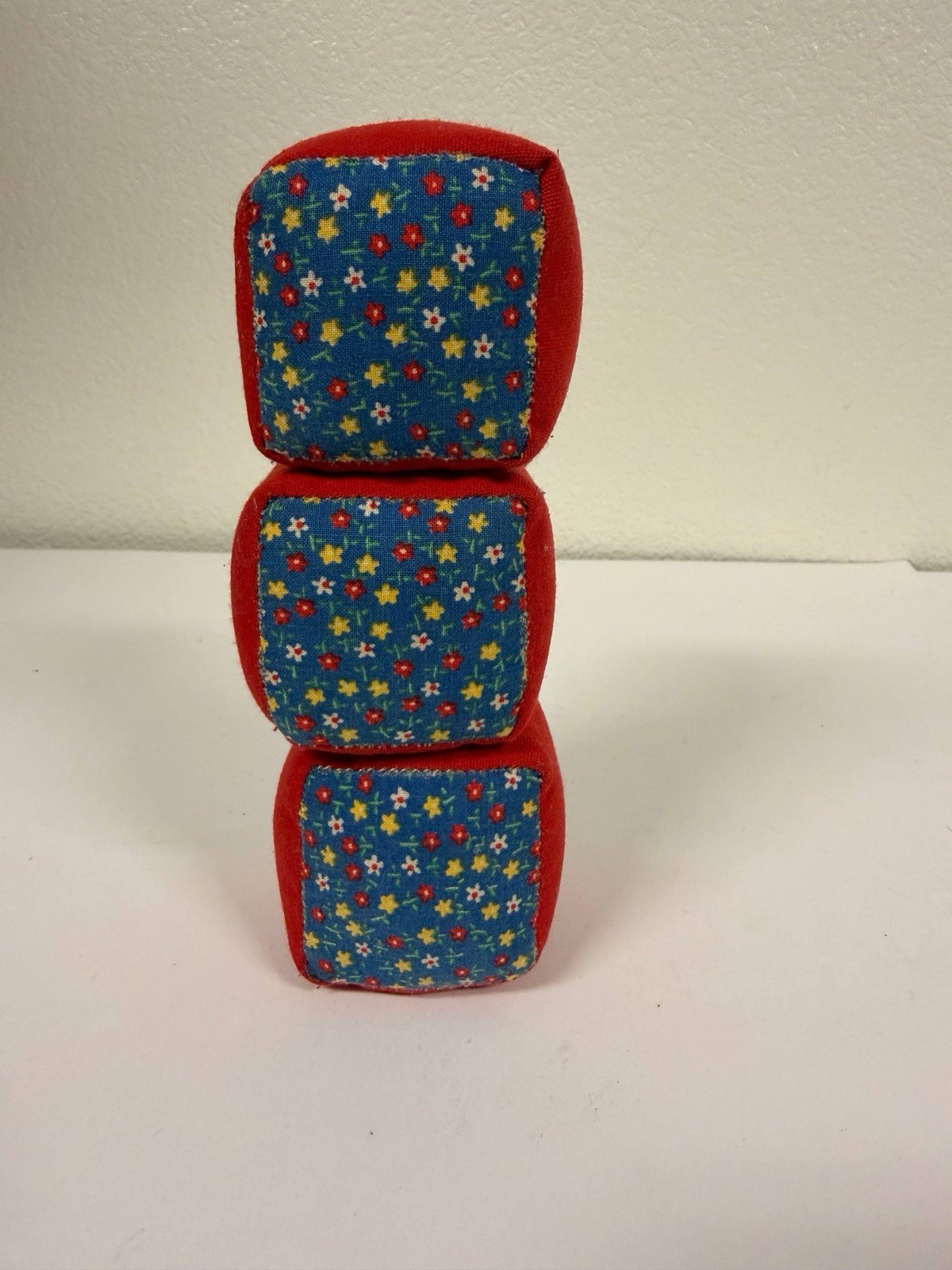 Vintage Juggling Bean Bags Set of 3 Fabric Cubes 2” Retro Handmade