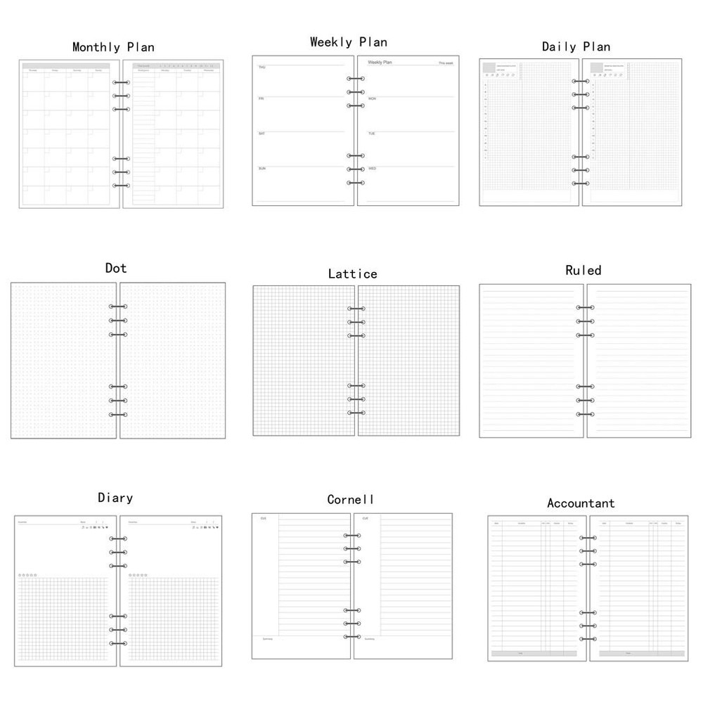 A5/A6/A7 Planner Diary Insert Refill Schedule Organiser Plan 45Sheet Notes Paper