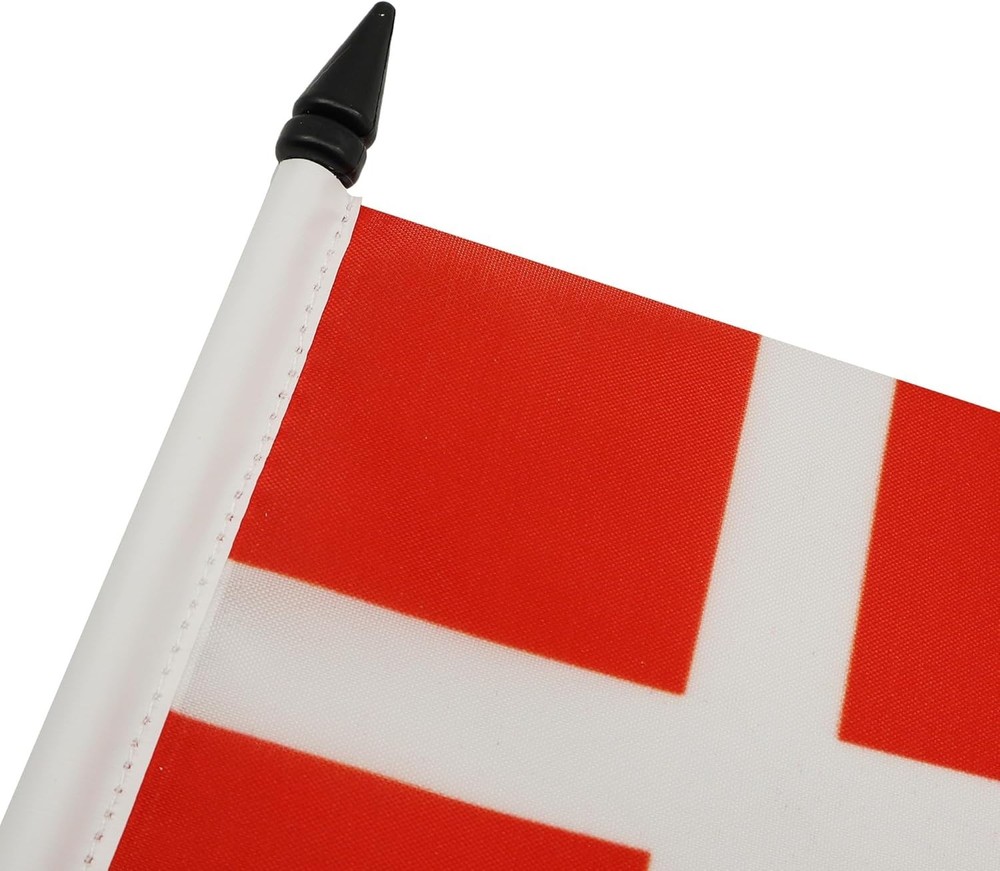 Compact Denmark Table Flag - 100% Polyester, Foldable, Ideal for Office Use