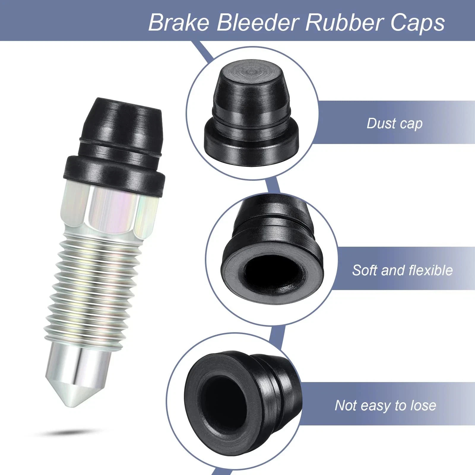 18 Pieces Brake Bleeder Caps Rubber Caliper Nipple Caps Dust Caps Brake Bleed...