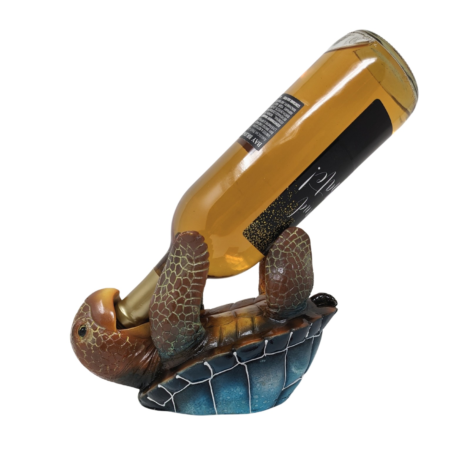 Sea Turtle Wine Bottle Holder – Coastal Resin Display for Beach or Ocean Décor