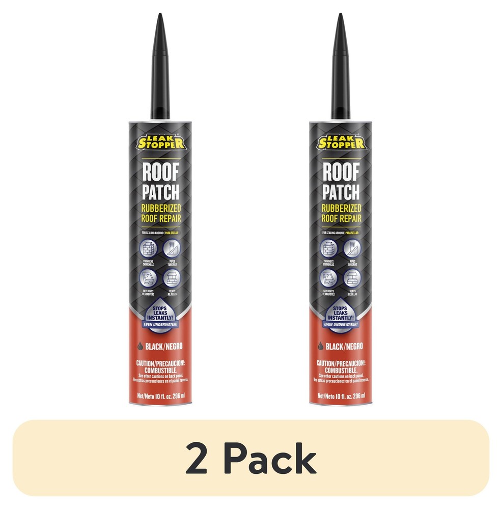 (2 pack) Leak Stopper Roof Patch, Black, 10 oz Tube