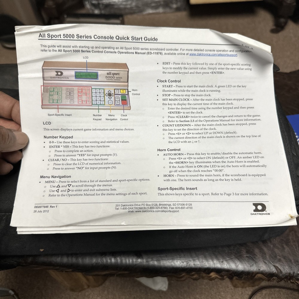 Daktronics scoreboard and Controller