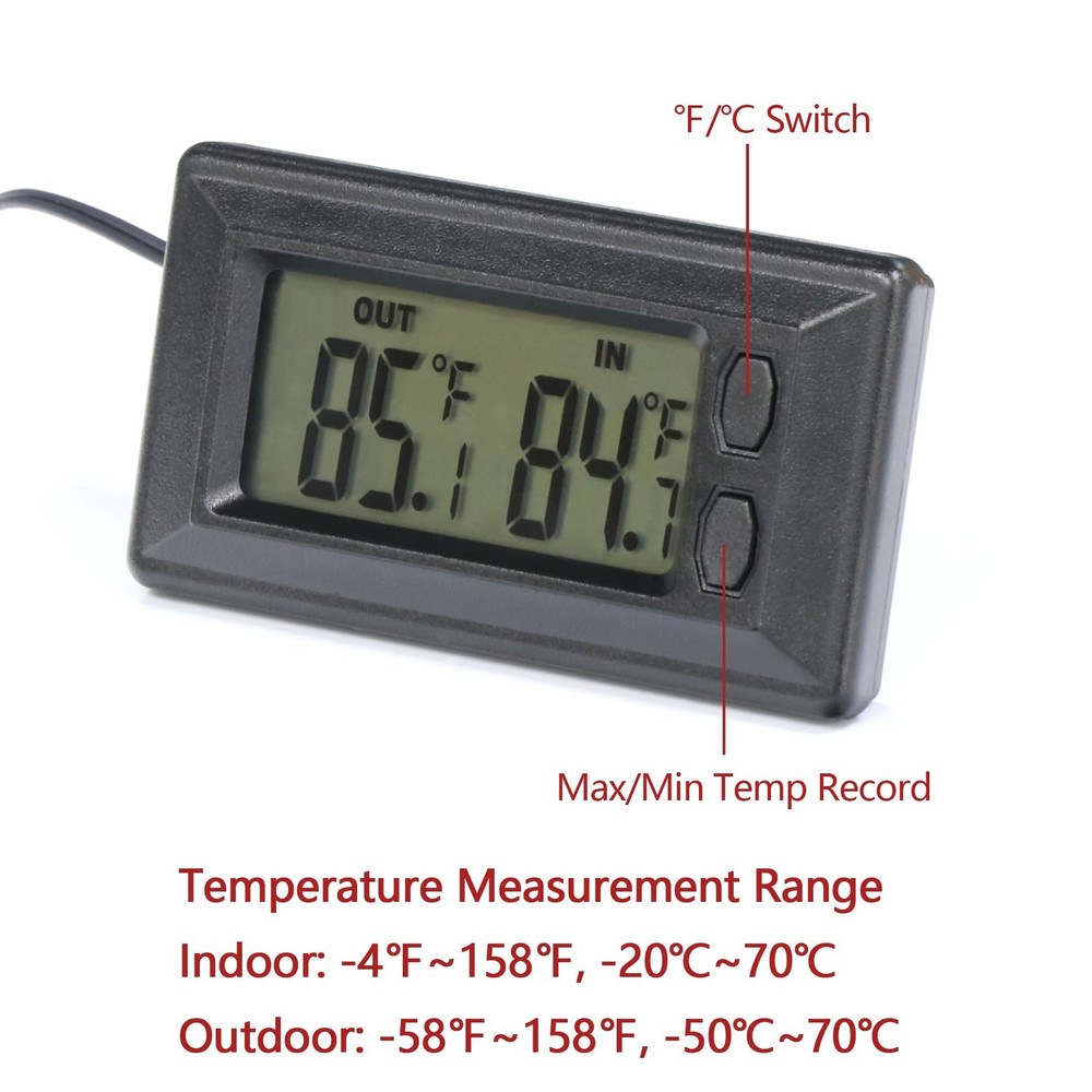 Digital Car Thermometer for Interior Exterior Use, Dual Display Function