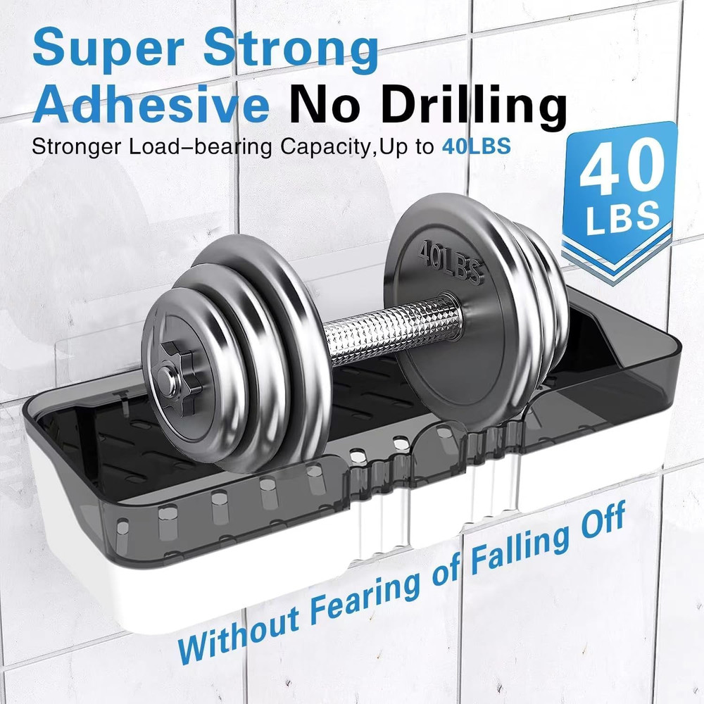 2-Pack Shower Caddy, Separable Shower Organizer with Soap Dish and Hooks, No Dri