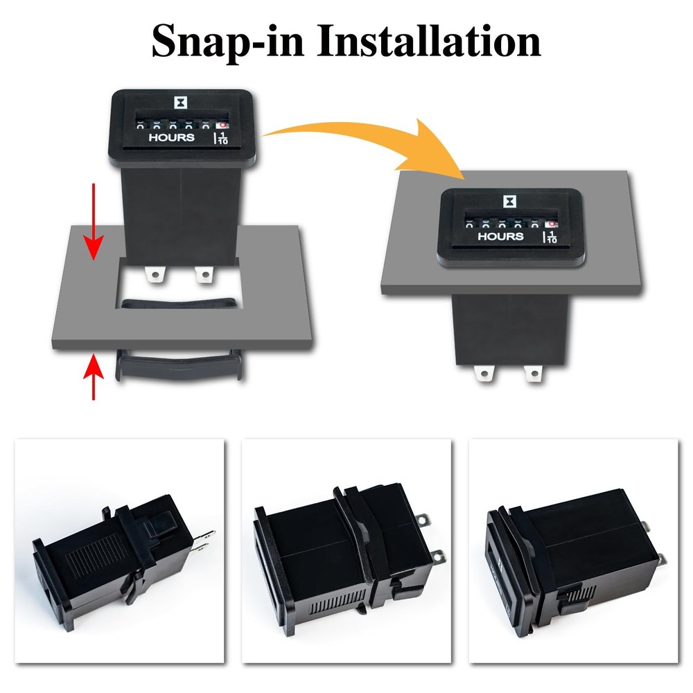 Jayron JR-HM001 Snap in Mechanical Hour Meter Rectangular for DC...
