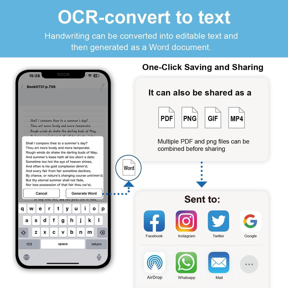 Smart Sync Pen Digital Notebook Real Time Writing Convert to Text iOS Android