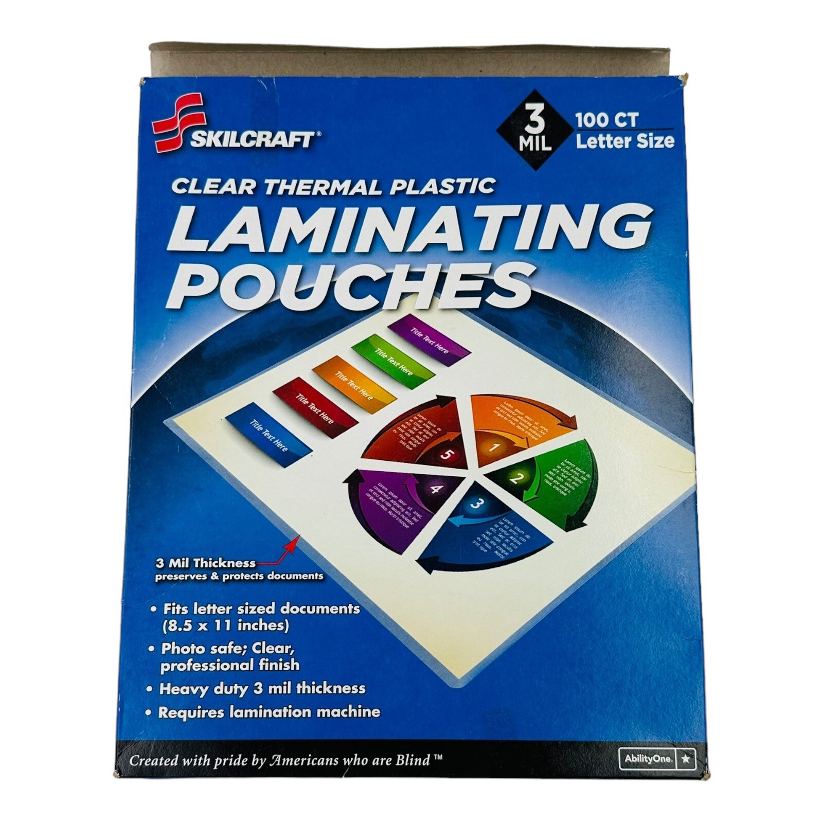 100 Pouches Skilcraft 3 Mil Thermal Laminating Pouches Letter Size Clear