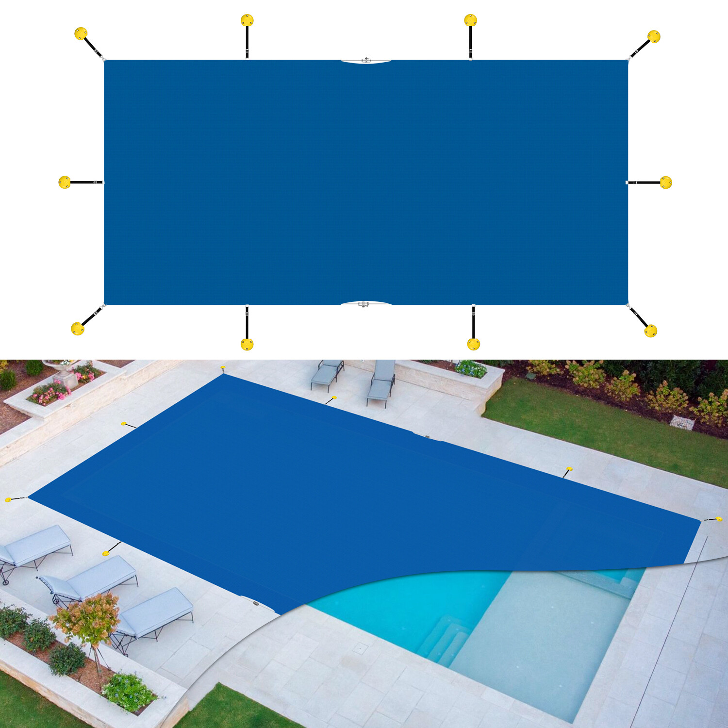Winter Pool Cover Rectangle Heavy Duty Safety Inground Swimming Pool Cover Blue