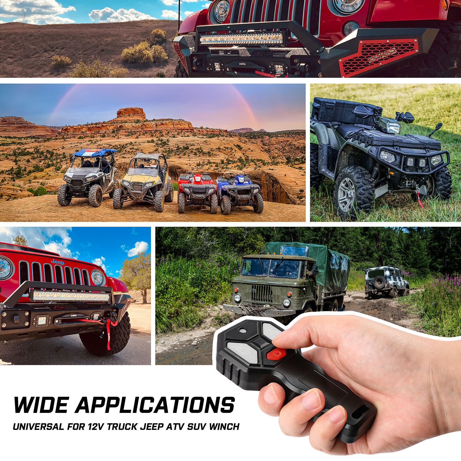 X-BULL 2PCS Wireless Electric Winch Remote Control Kit 12V Handset 150FT