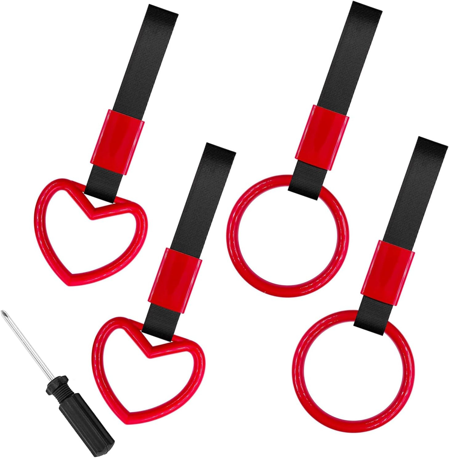 4 Pieces Tsurikawa round Heart-Shaped Car Hand Straps,  ABS Ring Heart-Shaped Ca