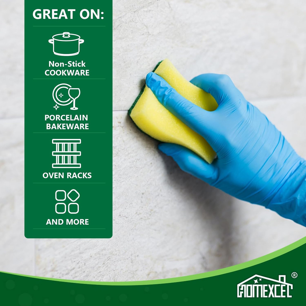 24 Pack Heavy Duty Scrub Sponge 2 Sided Kitchen Cleaning Scouring Pad