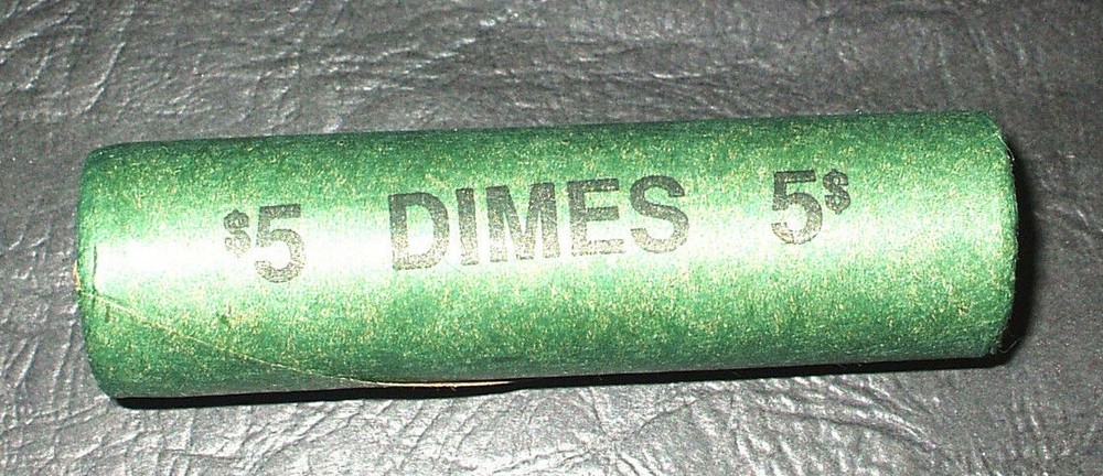 1973-D Uncirculated ROOSEVELT DIME ROLL - Old Green Wrapper 💥💥💥💥💥💥💥💥💥💥