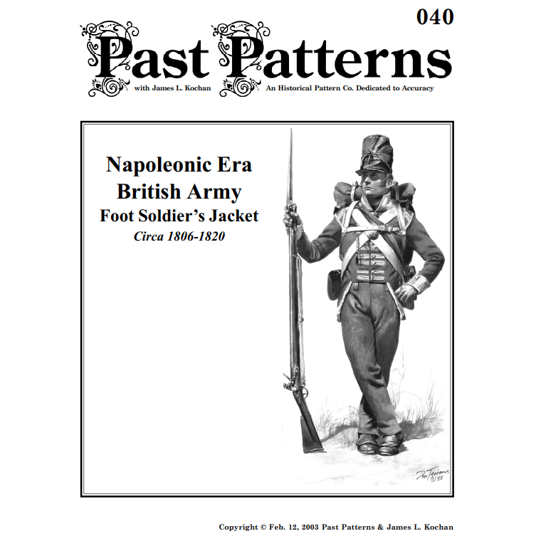 Past Patterns 0040 - Napoleonic Era British Army Jacket Pattern for 46" Chest