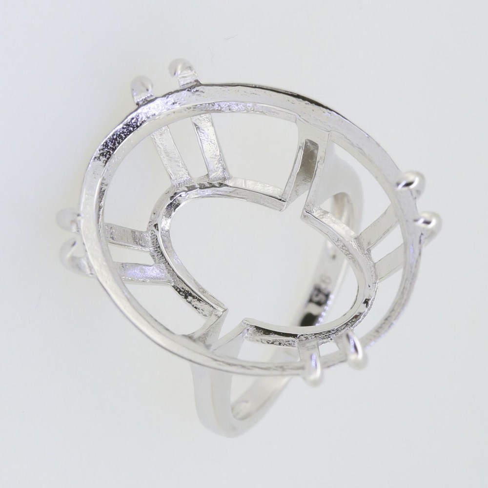 Sterling Silver Semi Mount Ring Setting Oval OV 27X21mm