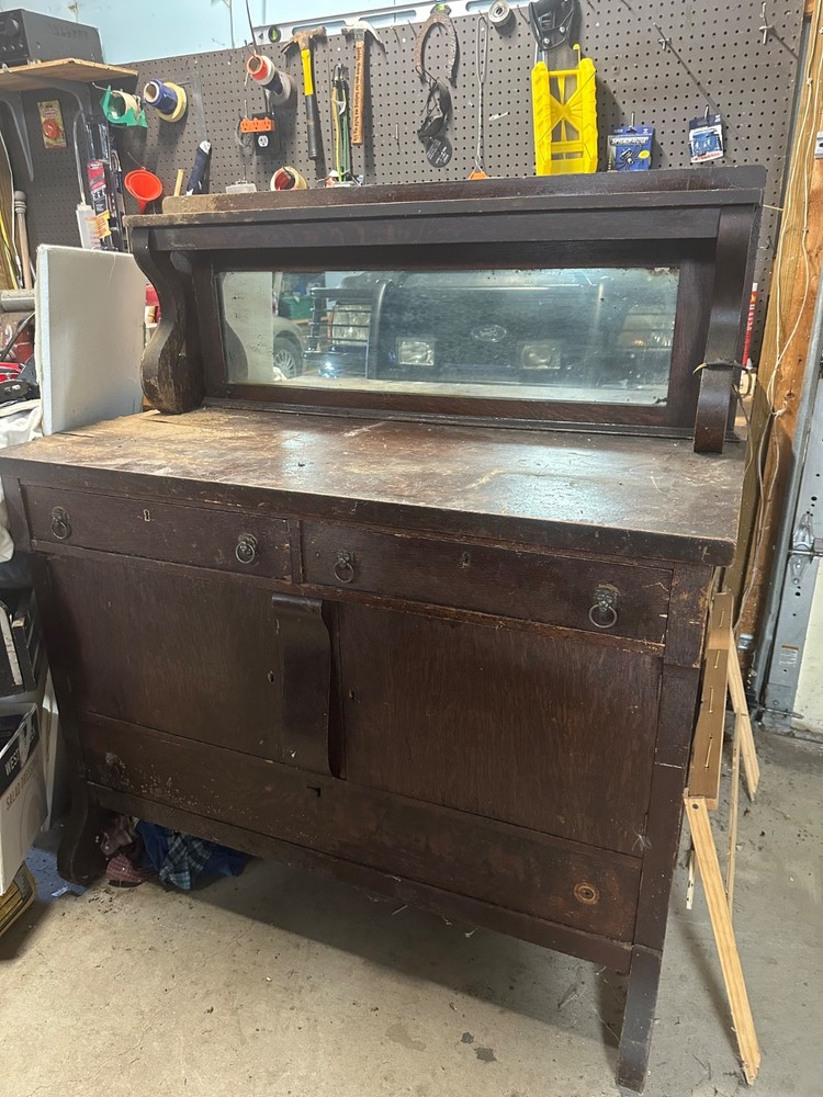 antique buffet with mirror