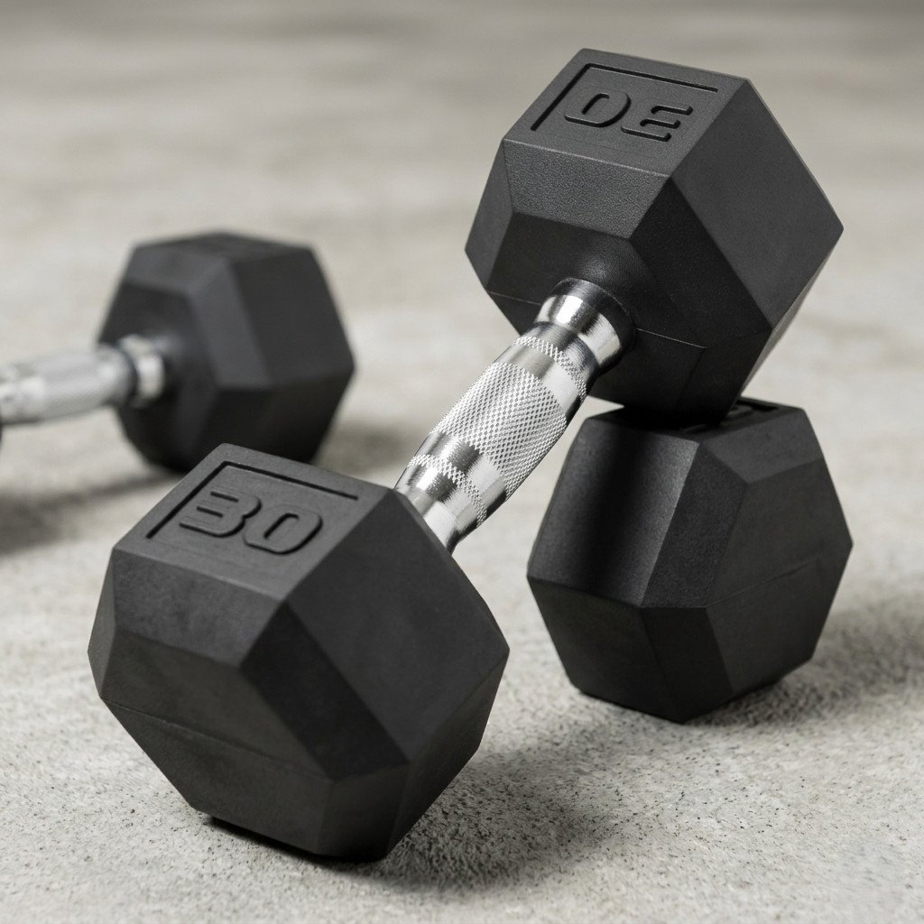 2 X 30lb Pound Dumbbell Pair Rubber Hex Weights Set 60 lbs Total Workout Gym NEW