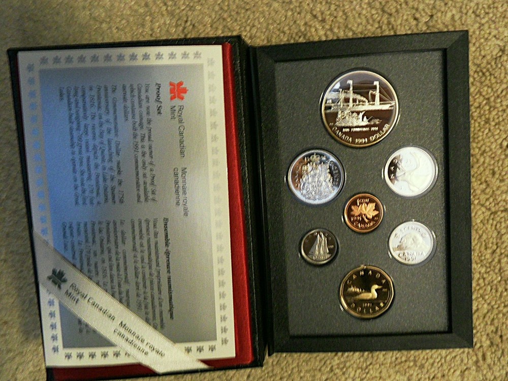 CANADA 1991PROOF SET WITH SILVER DOLLAR DOUBLE DOLLAR SET