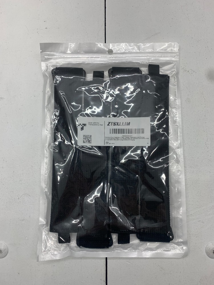 Black Extension Cord Strap Organizer 4 Pack 16 Inch