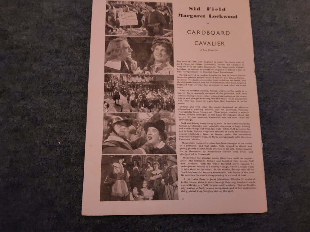 Xm47  Ephemera 1948 Film Article Sid Field The Cardboard Cavalier