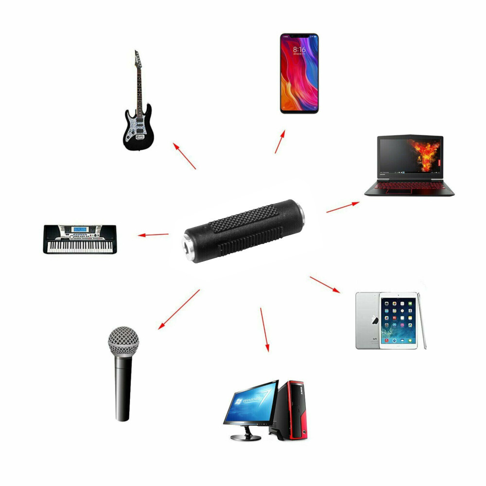 Stereo 3.5mm Aux Female to Female 1/8" F/F Jack Audio Coupler Adapter Converter