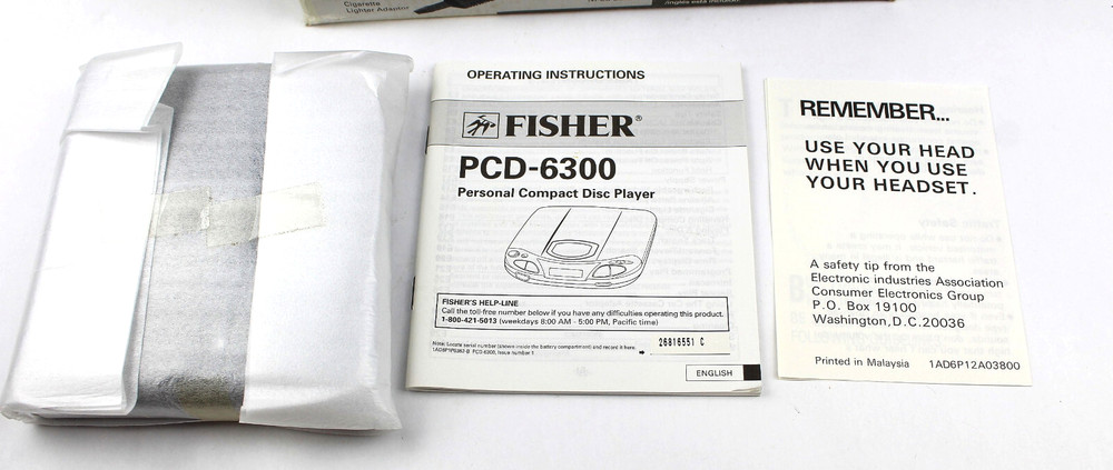 FISHER PCD-6300 PERSONAL COMPACT DISC PLAYER WITH CAR KIT