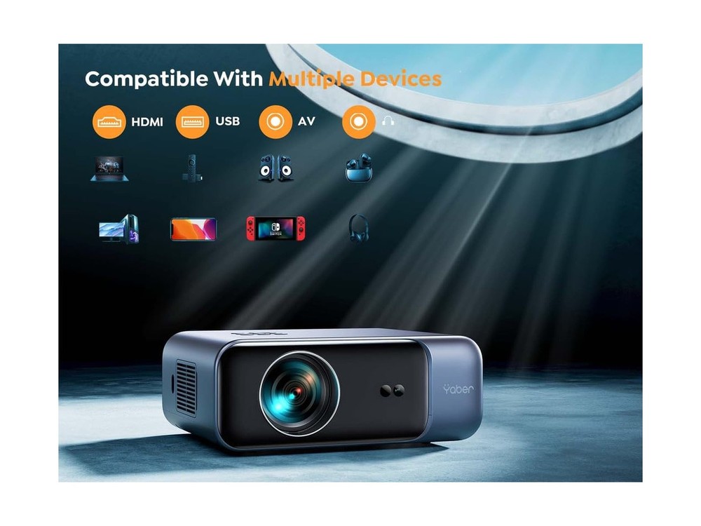 [Auto Focus/4K Support] Projector with WiFi 6 and Bluetooth 5.2, YABER Pro V9...
